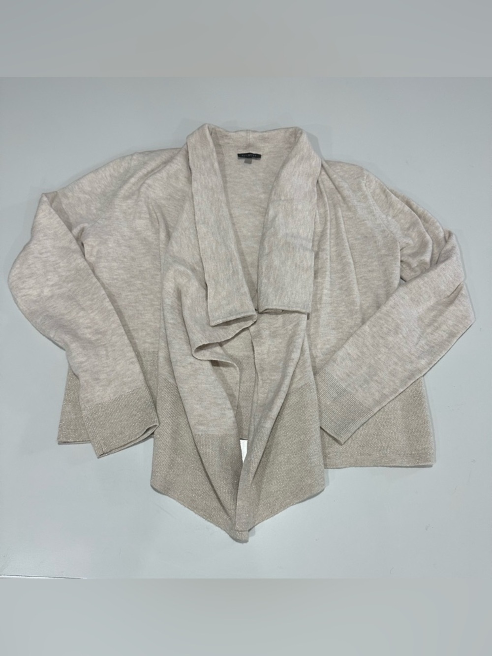 Talbots Neutral Taupe Open-Front Draped Cardigan